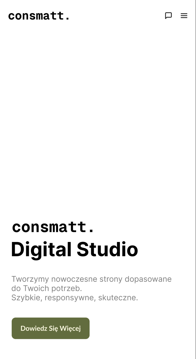 Logo i strona consmatt digital studio - agencja interaktywna specjalizująca się w tworzeniu stron internetowych